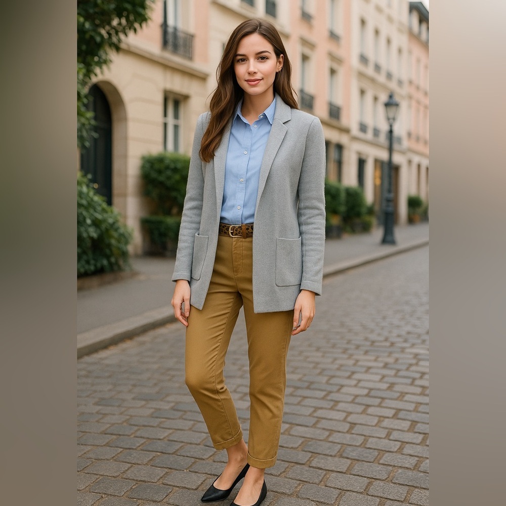 J.Crew Sophie Open-Front Cotton Sweater Blazer Gray Size Small